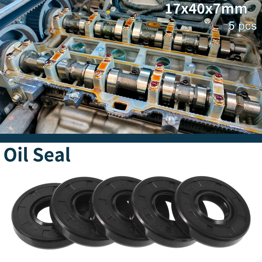 Set of 5 Oil Seal Rotary Shaft Seal NBR Rubber 17x40x7mm