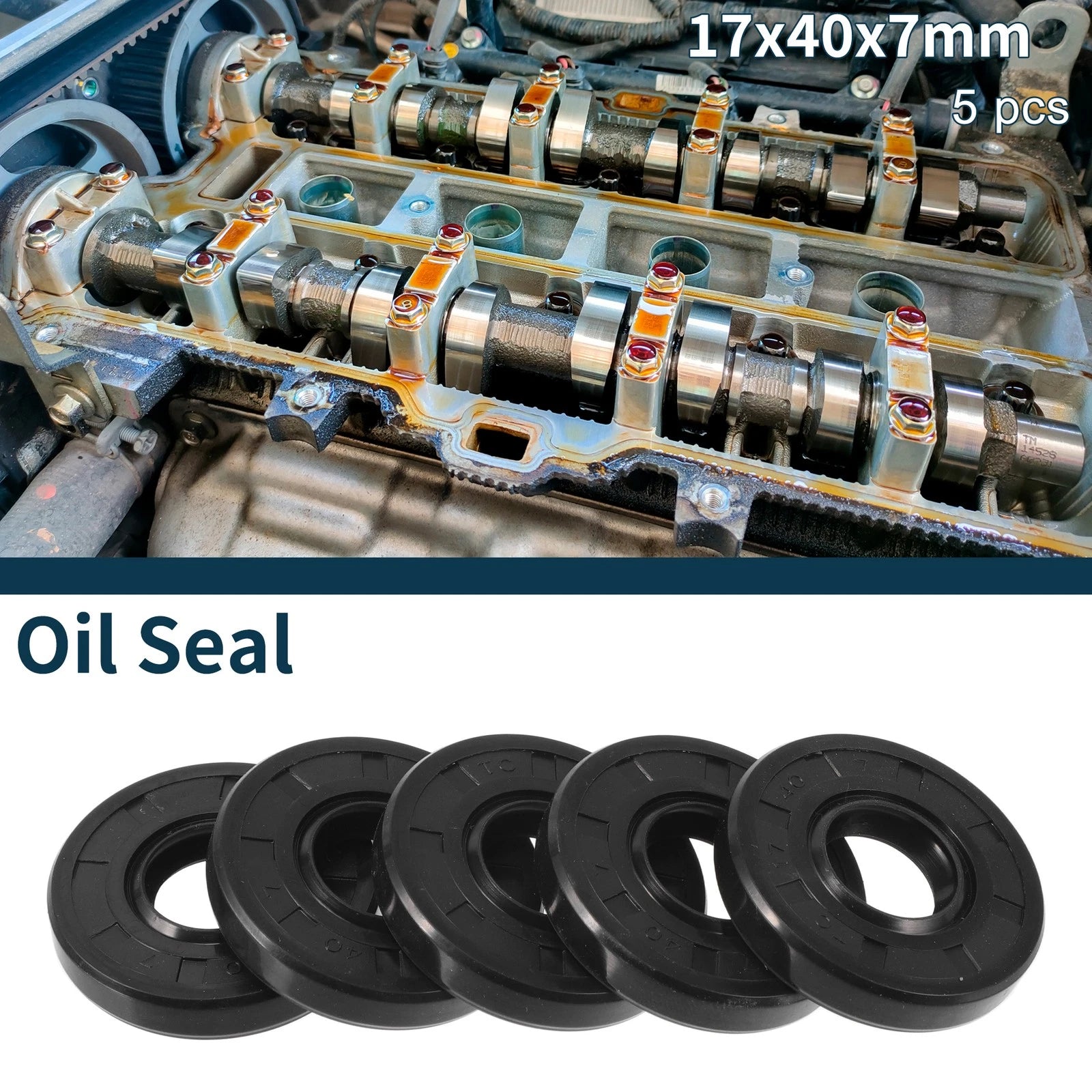 Set of 5 Oil Seal Rotary Shaft Seal NBR Rubber 17x40x7mm