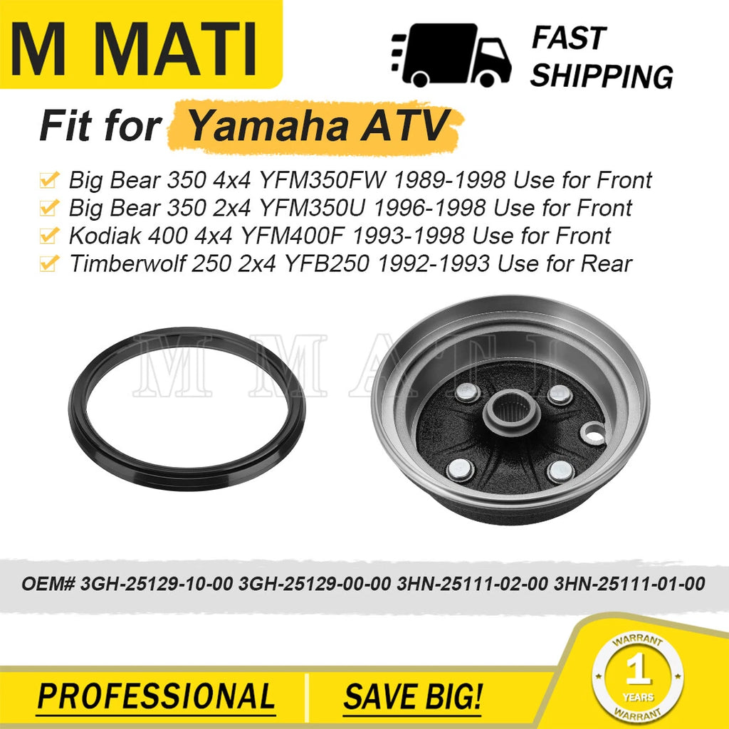 Brake Drum & Dust Seal for Yamaha Big Bear 350, Timberwolf 250 (1990–2006)