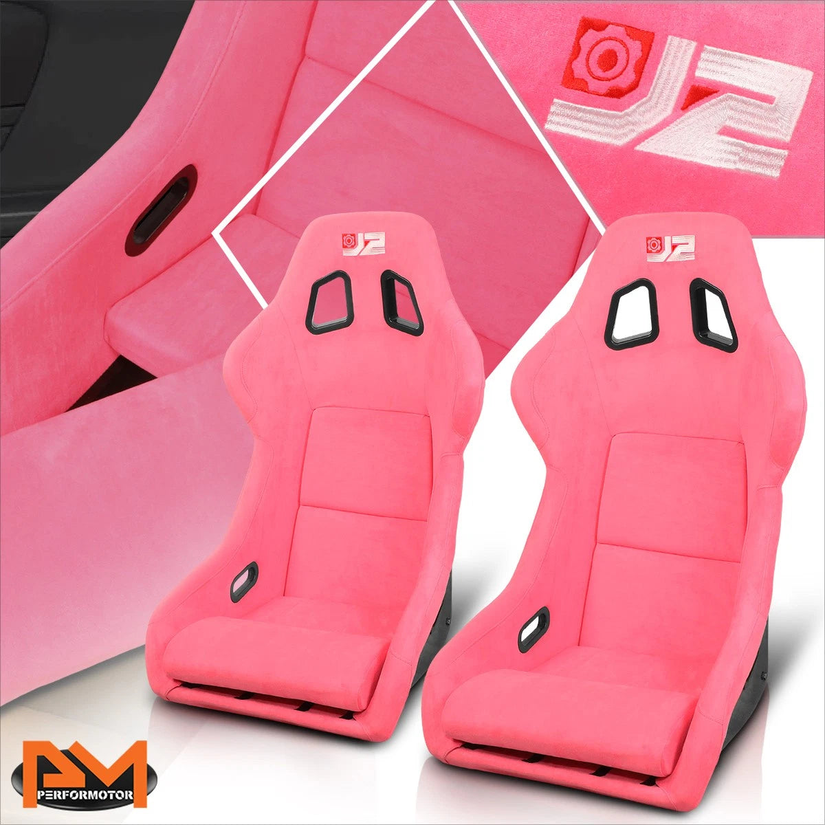 Pair of J2 Large Size Fiberglass Racing Bucket Seats for Universal Fit (No Year)