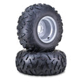 Set of 2 ATV Tire Wheel Assembly 22X10-10 with 4x4" PCD Silver Wheels 10417