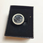 Crystal Bar & Shield Signet Ring for Harley-Davidson (Size 6)