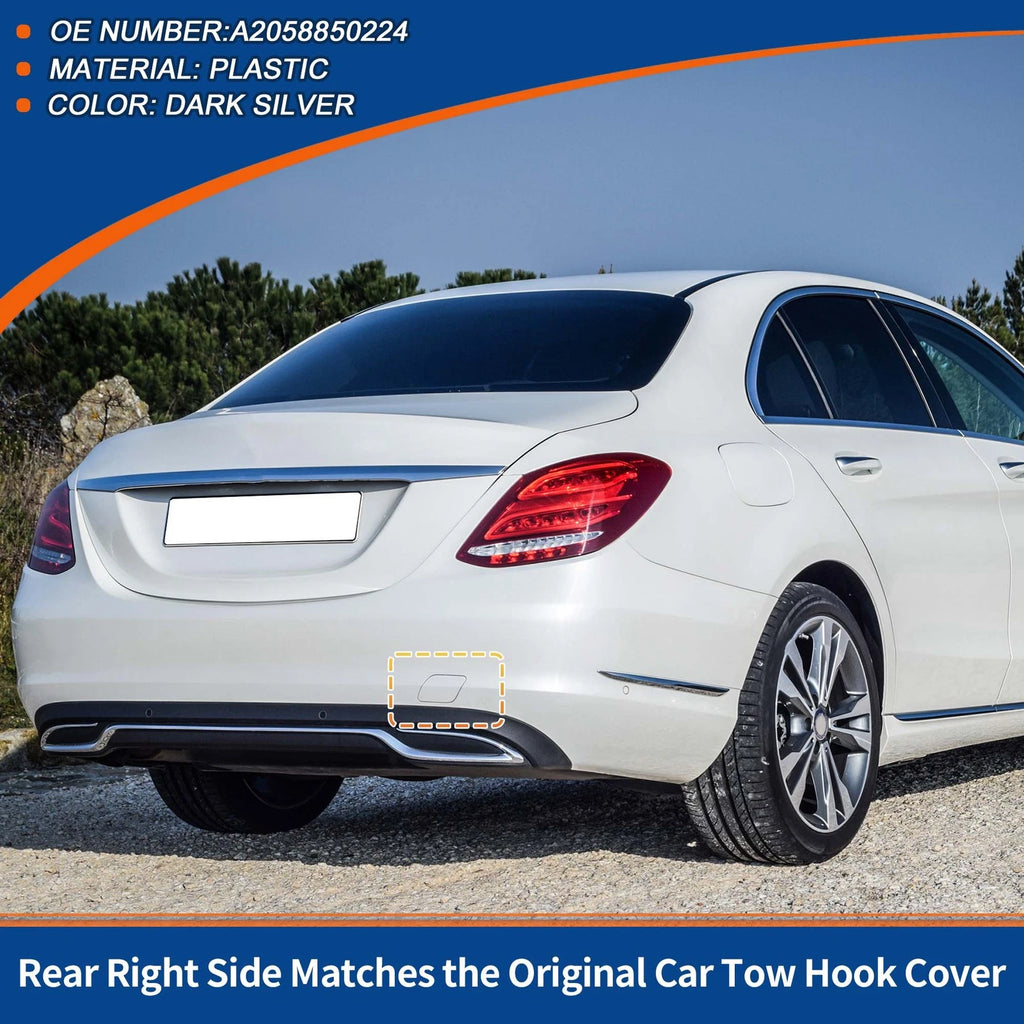 Rear Car Bumper Tow Hook Cover for Mercedes-Benz (2016–2020) No.A2058850224 Dark Silver