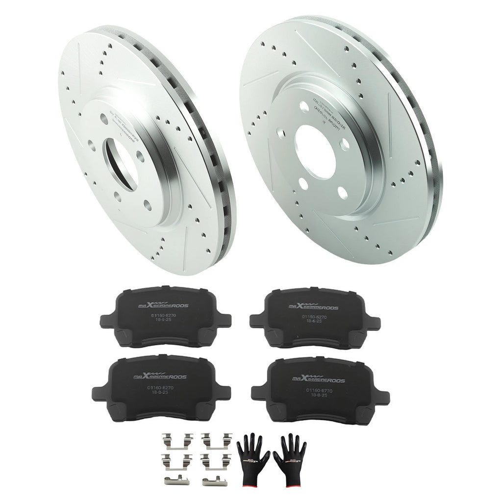 Front Drilled Brake Rotors and Pads Set for Chevrolet Malibu (2009–2012)