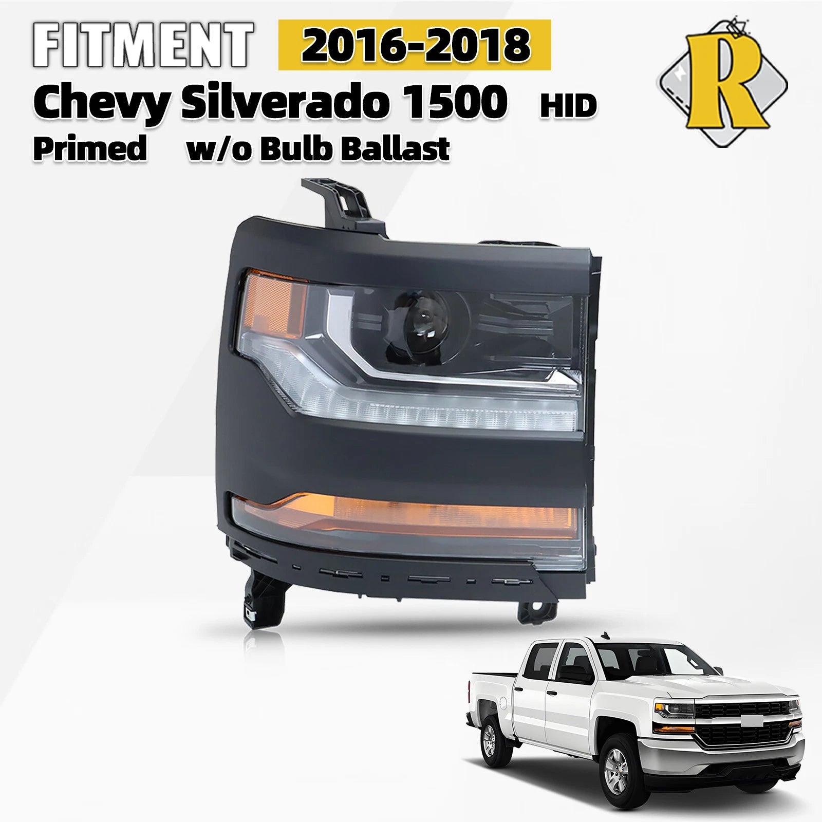 HID/Xenon Headlight for Chevy Silverado 1500 (2016–2018) Right RH
