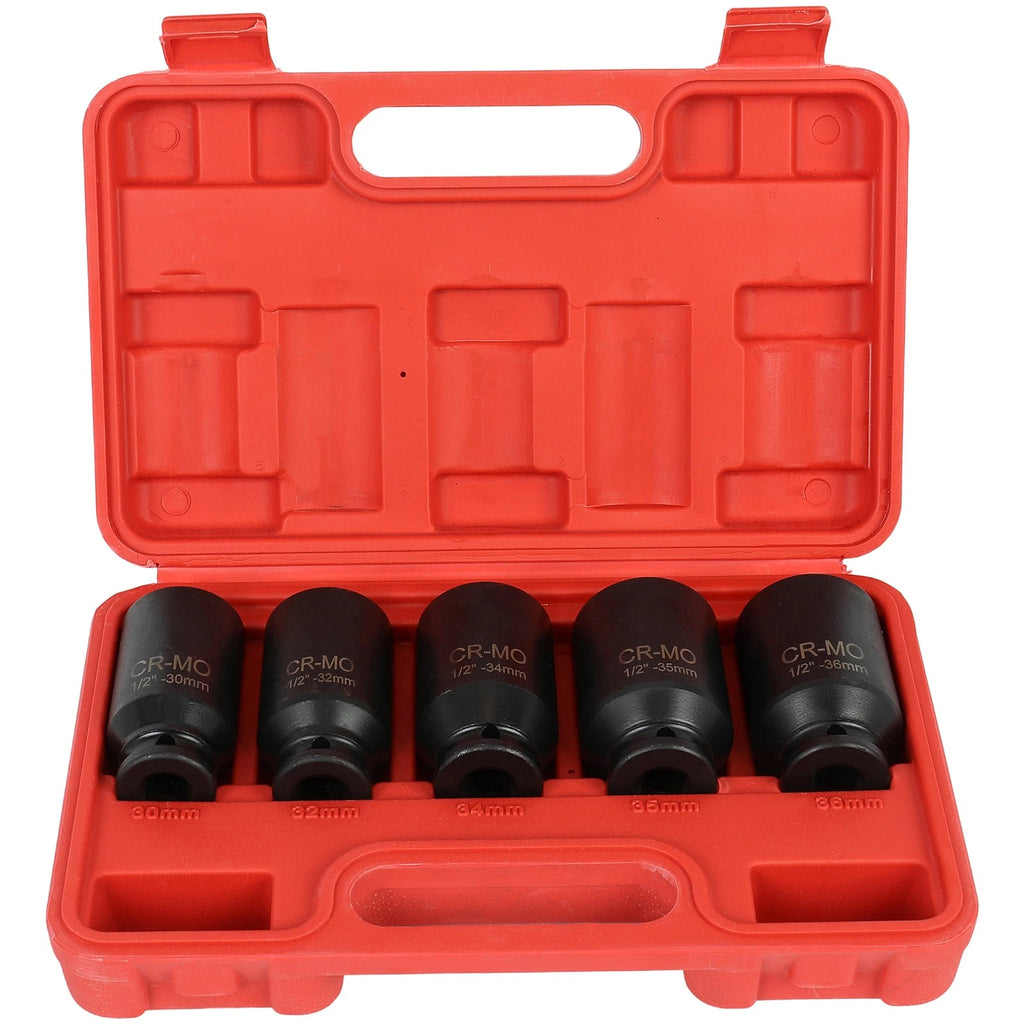 Set of 5 Deep Spindle Axle Nut Sockets 30-36mm