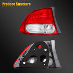 Tail Light Assembly Pair for Honda Civic Sedan (2006–2008) Red Housing