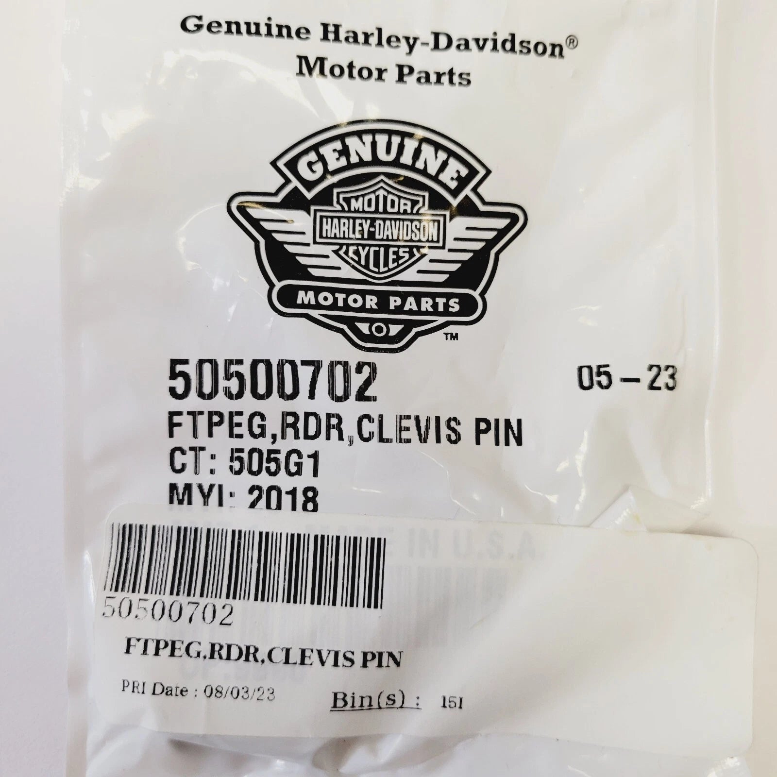 Footpeg Rider Clevis Pin for Harley-Davidson (50500702)