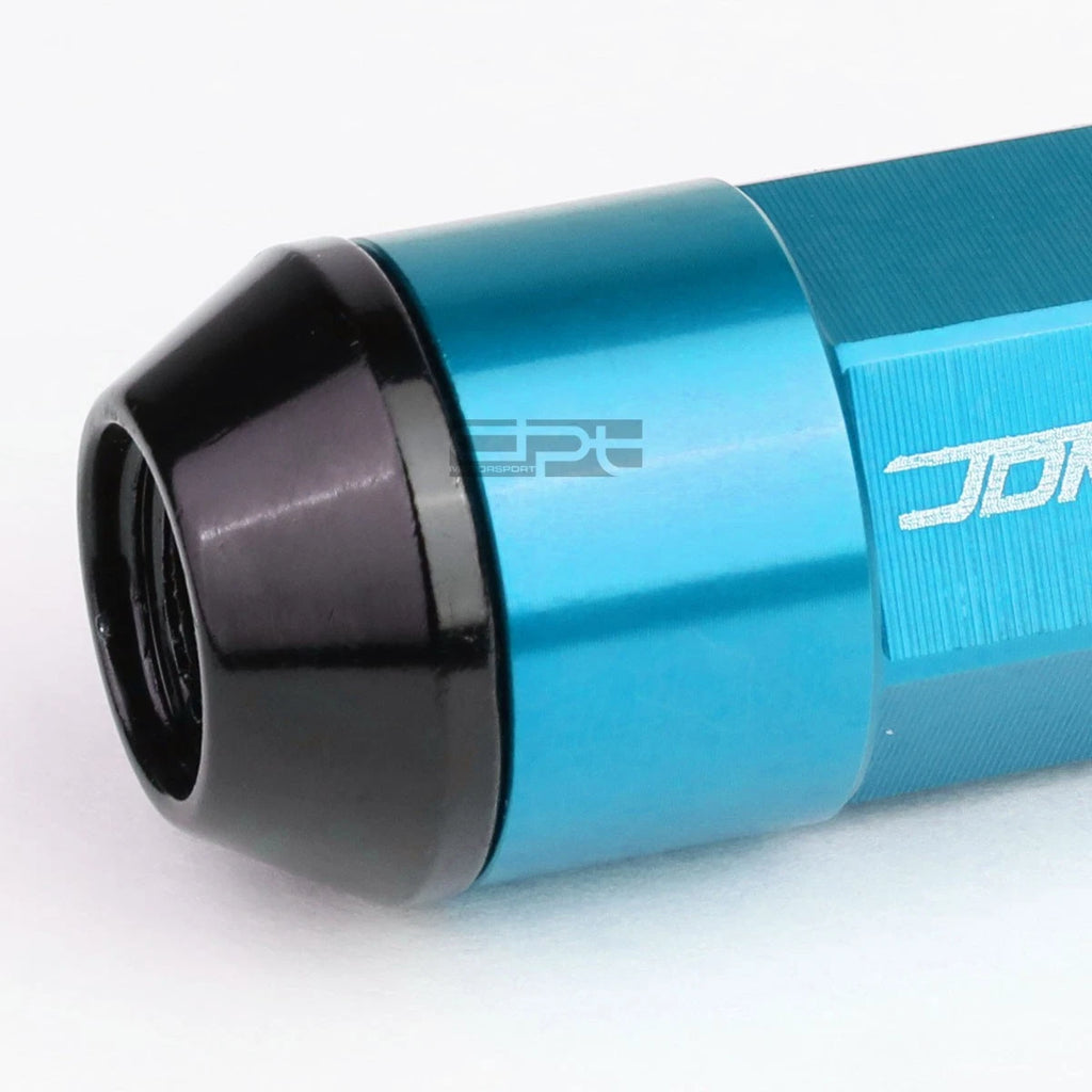 Set of 20 M12X1.5 Sky Blue Aluminum Lug Nuts with Caps for JDM Vehicles