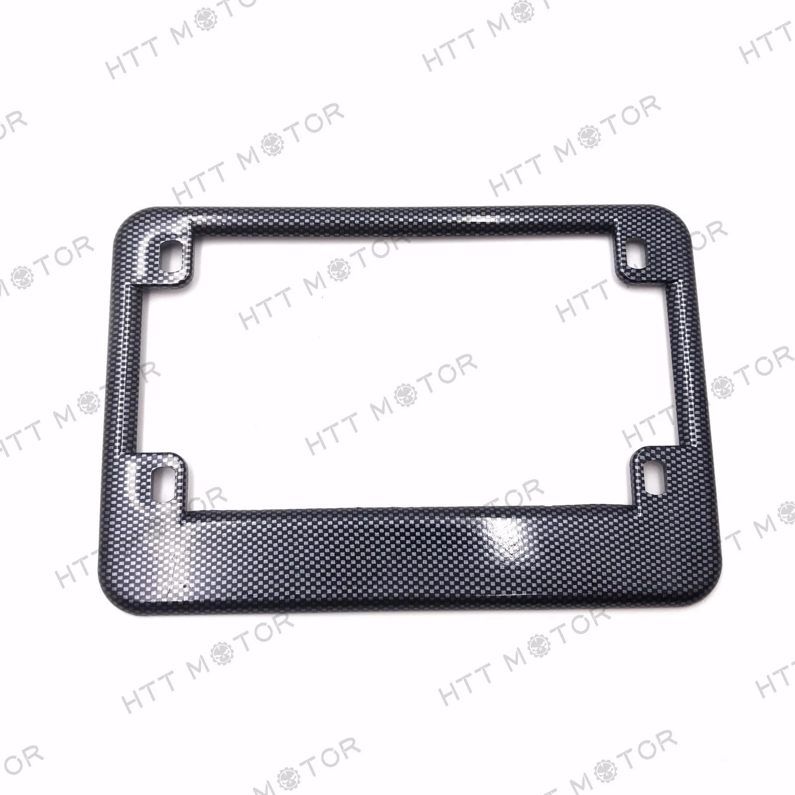License Plate Frame for Motorcycle (4"x7" Extra 1" Width, Carbon Fiber Style)