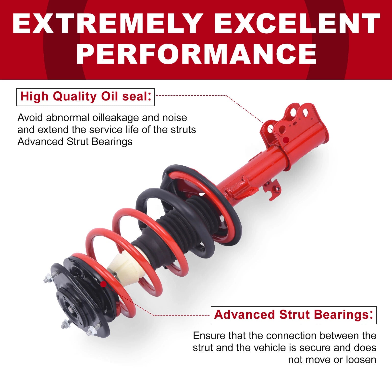 Pair Front Complete Shock Struts with Coil Spring for Toyota Corolla (2003-2008)