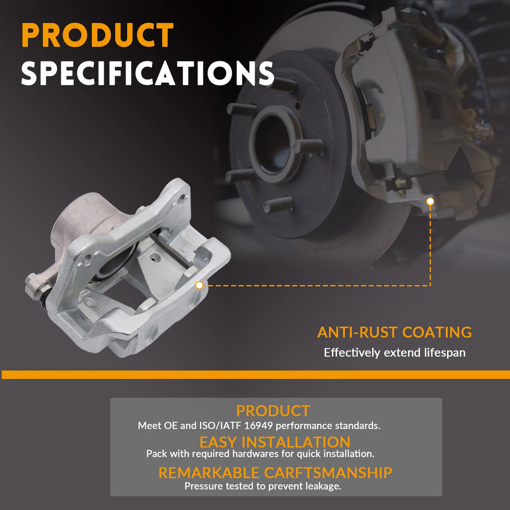 Front Left & Right Brake Caliper Set for Ford E-150 E-250 E-350 (2000-2019)