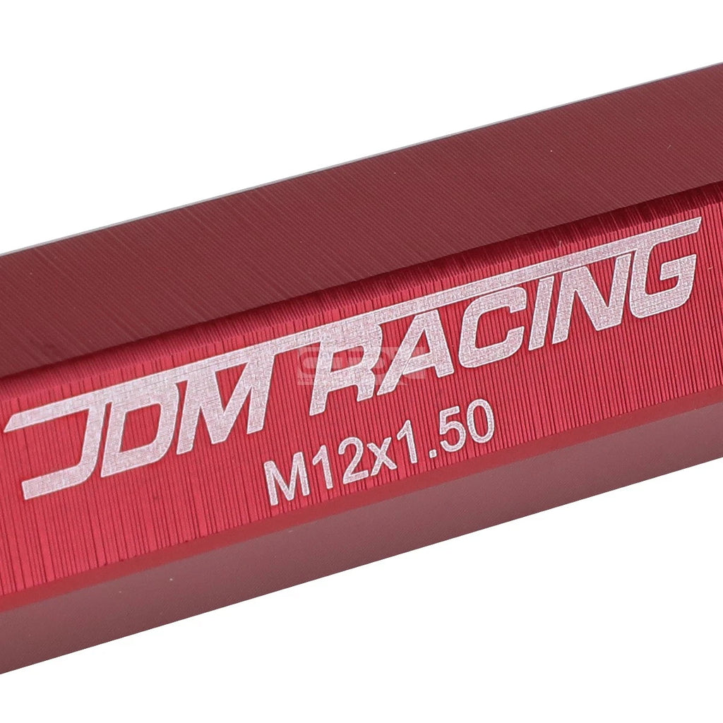 20x Open End M12x1.5 90mm Tall Red Aluminum Lug Nuts + Adapter