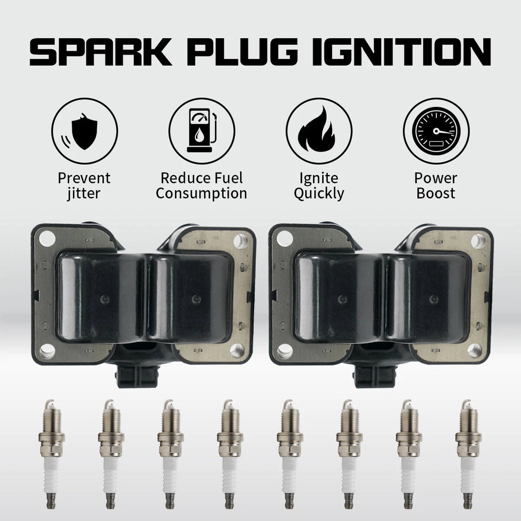 2 Ignition Coils + 8 Spark Plugs for Land Rover Discovery Range Rover (ERR6045)