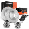 Set of 2 Rear Drilled Brake Rotors, Pads & Hub Bearing for Ford Focus (2012–2018)