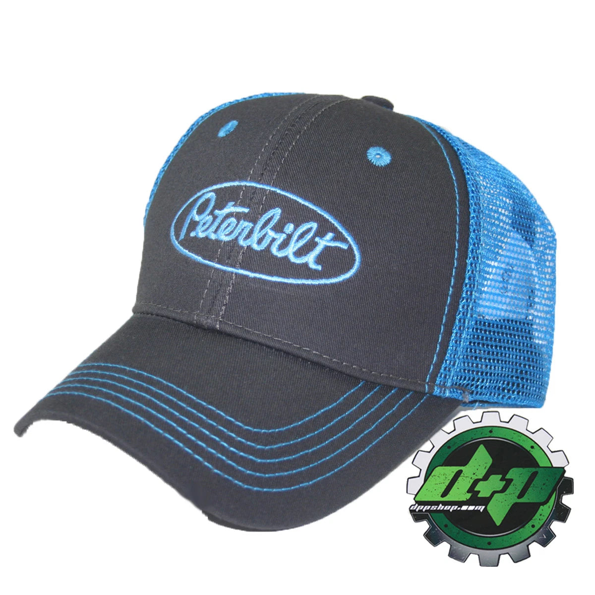 Peterbilt Summer Blue Mesh Baseball Cap Trucker Hat (Fits )