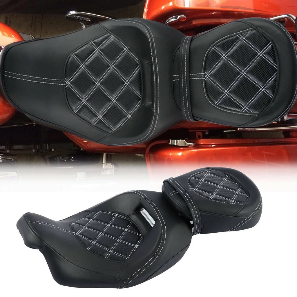 Set of 2 White Stitching Seats for Harley Electra Glide (2009–2023)