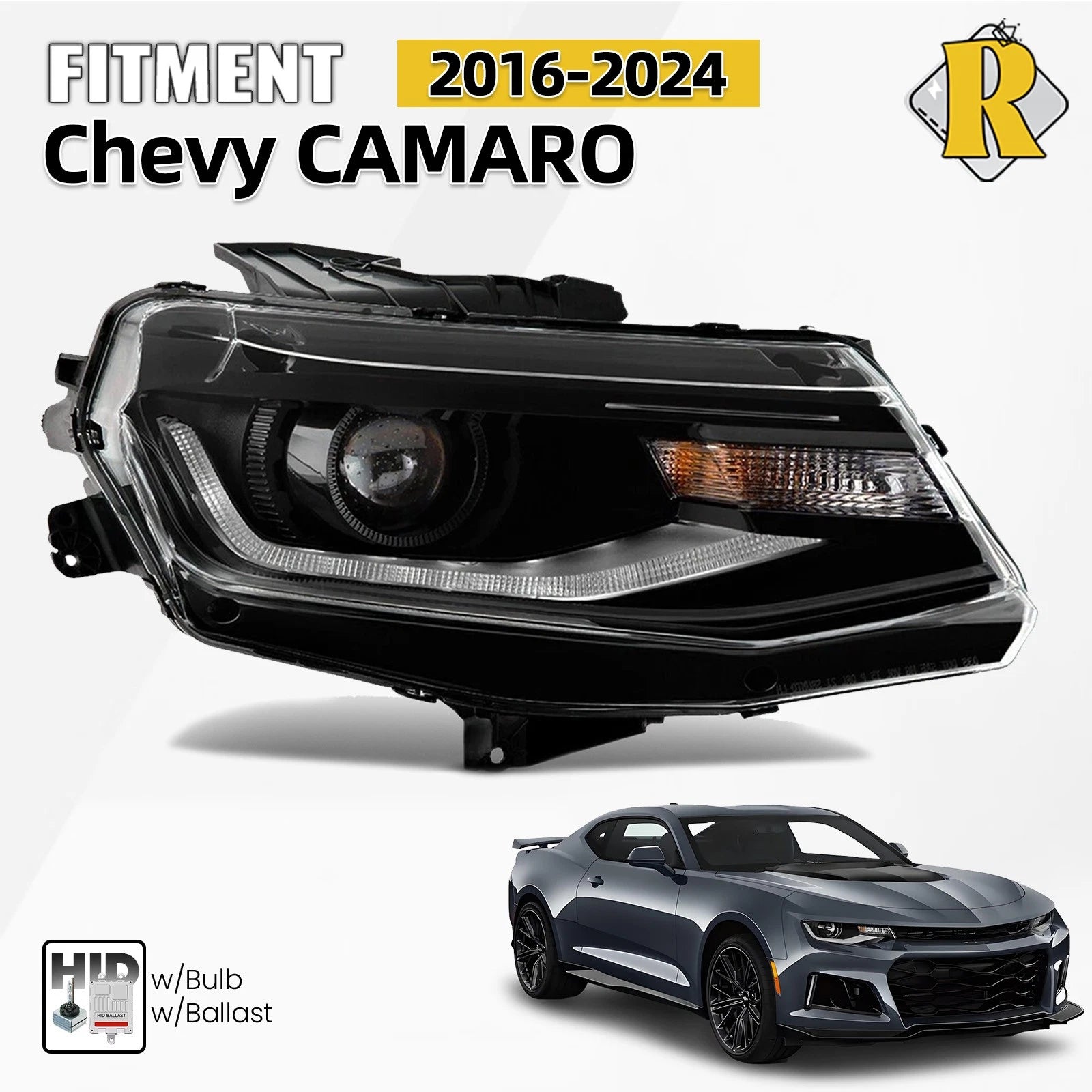 HID Headlight with Bulb Ballast for Chevy Camaro (2016–2024) Right Passenger Side