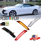 Set of 2 Clear Amber & Red LED Side Marker Lights for Chevrolet Camaro (2016–2023)