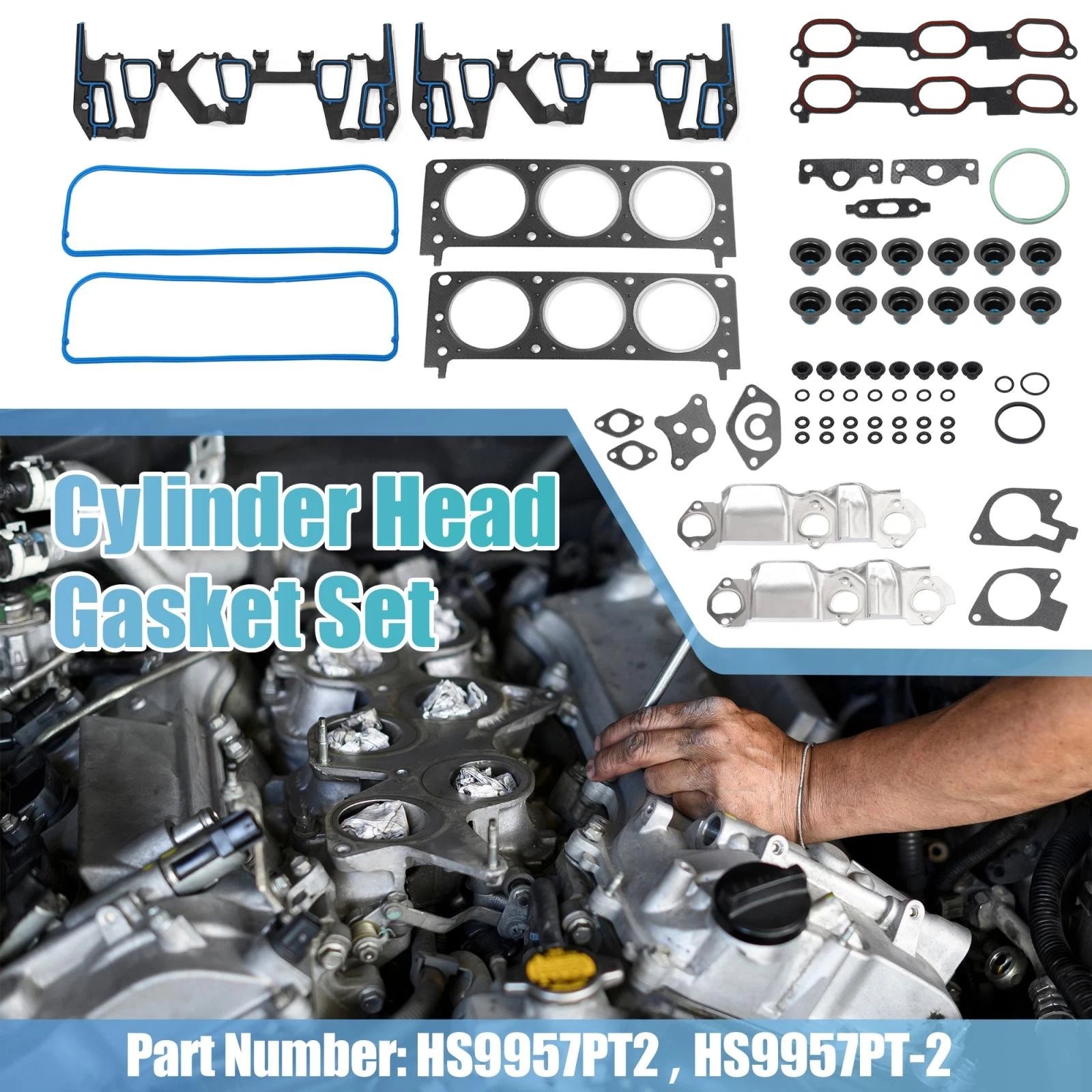 Set of 2 Engine Cylinder Head Gasket HS9957PT2 for Pontiac Buick Chevy 3.1L