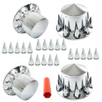 Set of 4 Chrome Spiked Axle Covers for Semi Truck