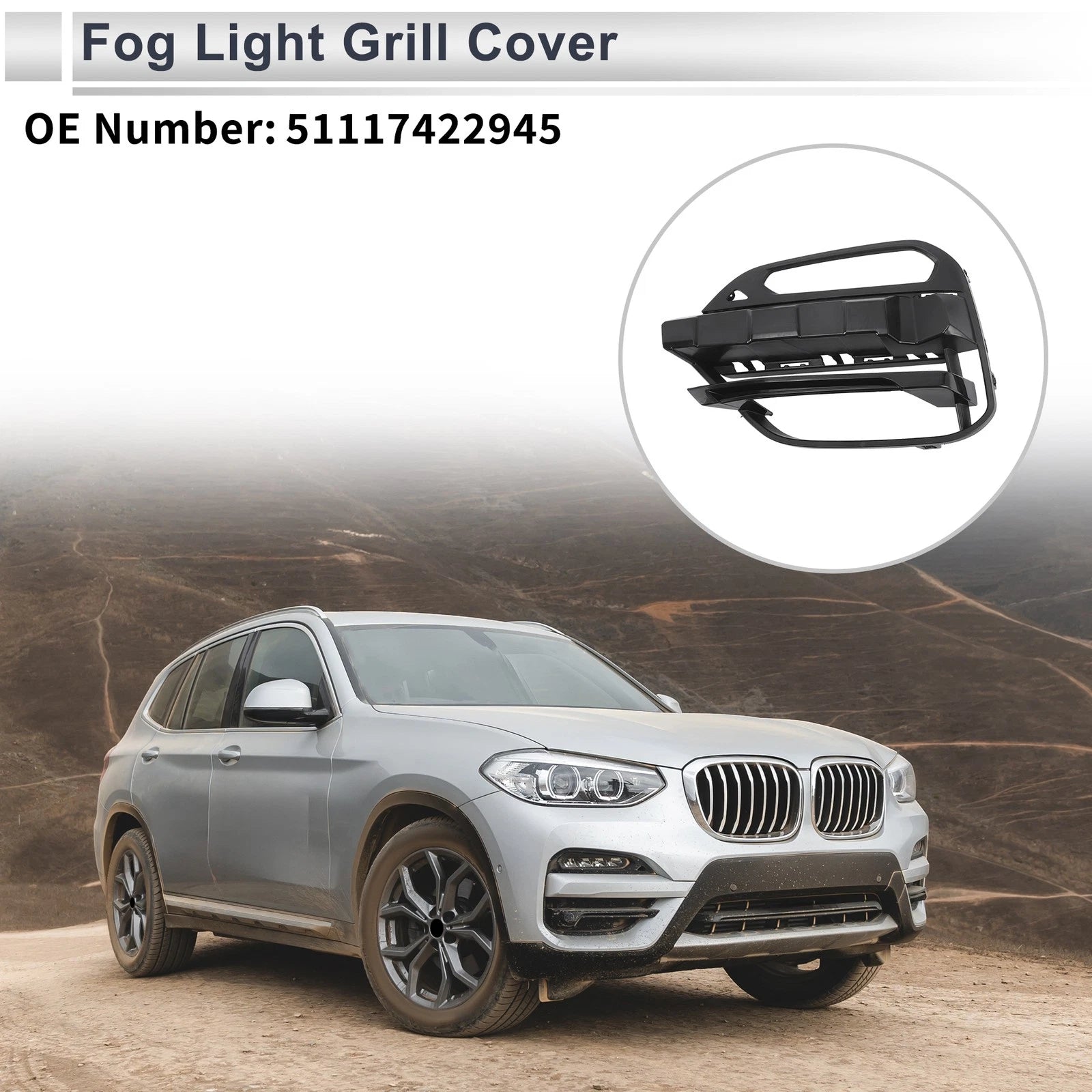 1 Pc Fog Light Grill for BMW X3 (2018–2021) No. 51117422945