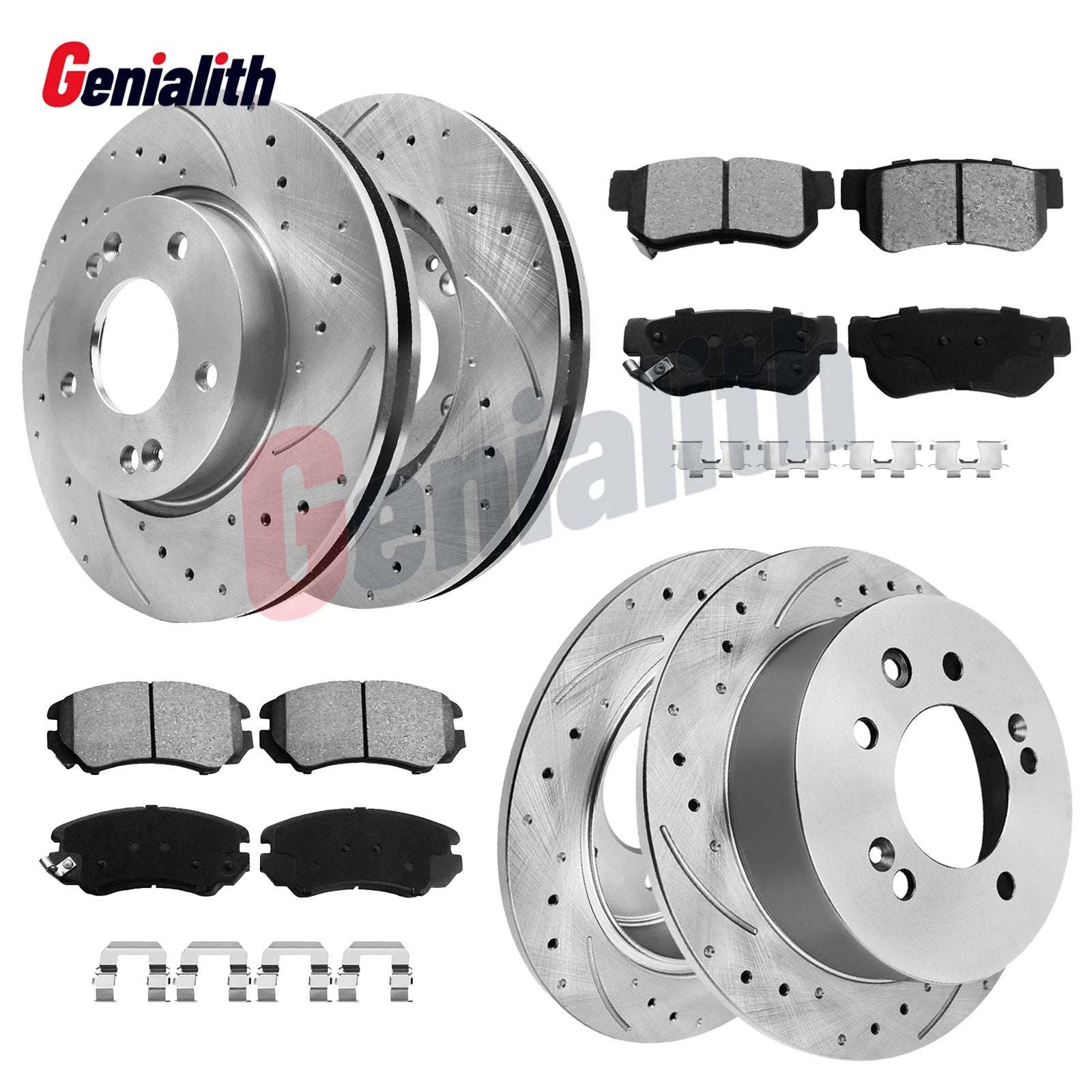 Front Rear Disc Rotors Ceramic Brake Pad Kit for Hyundai Elantra (2007–2009)