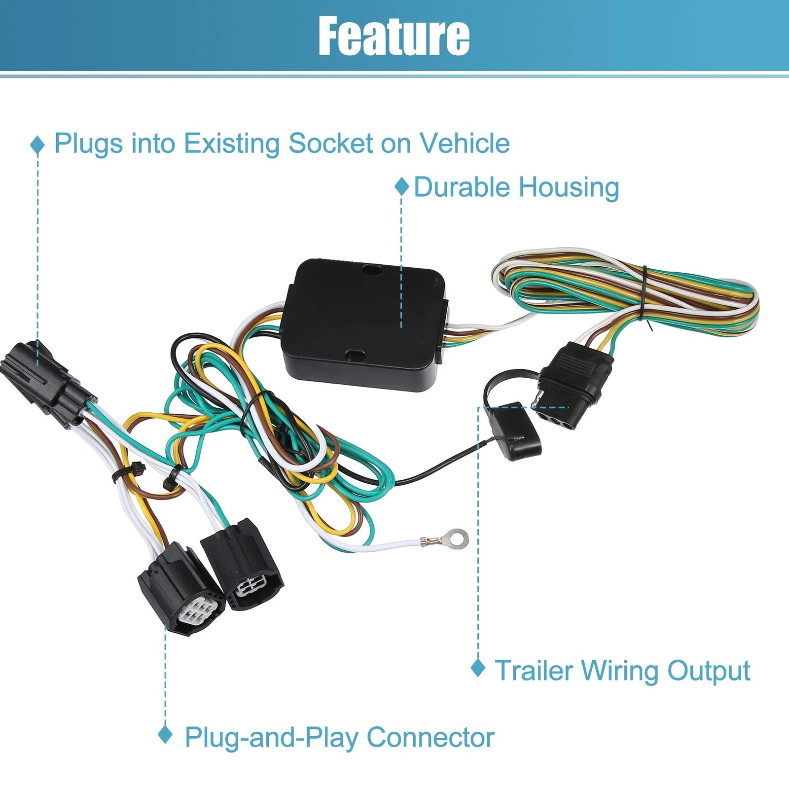 Set of 1 56331 4-Pin Trailer Wiring Harness for Dodge Grand Caravan (2011–2016)