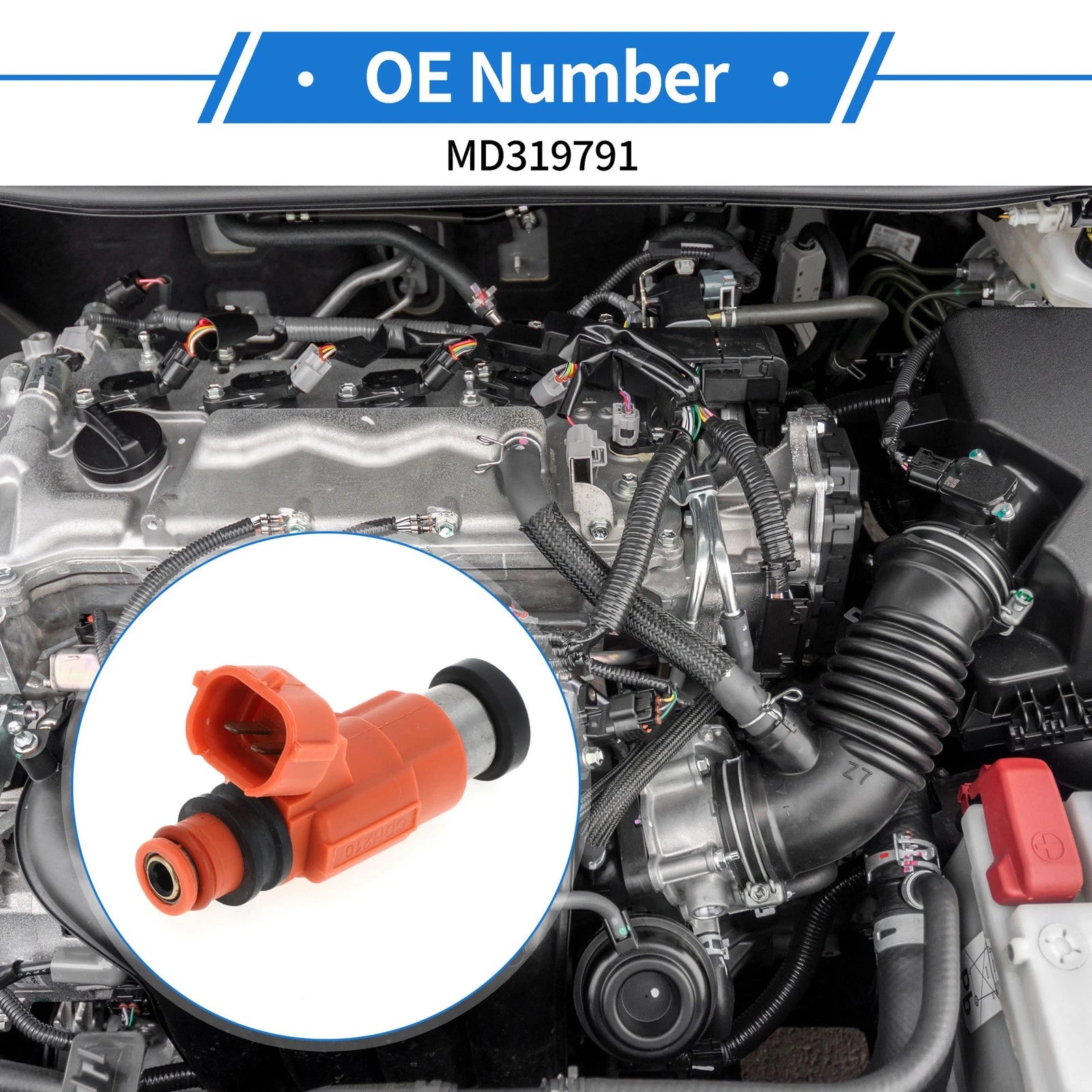 Fuel Injector No.MD319791 for Mitsubishi Mirage 1.8L (1997–2001) 1 Pc Orange