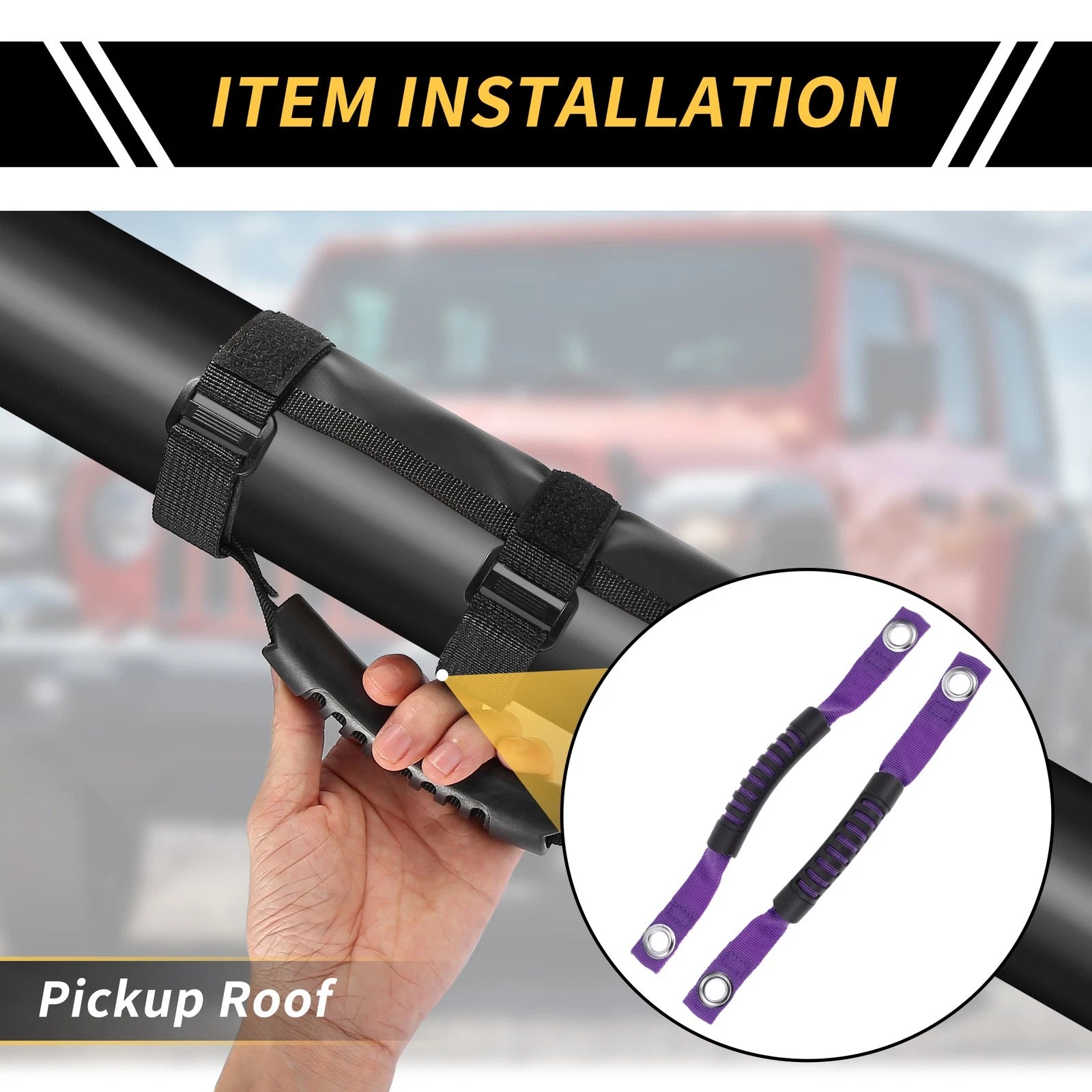 2pcs Roll Bar Grab Handles for Jeep Wrangler (2007–2023) - Purple