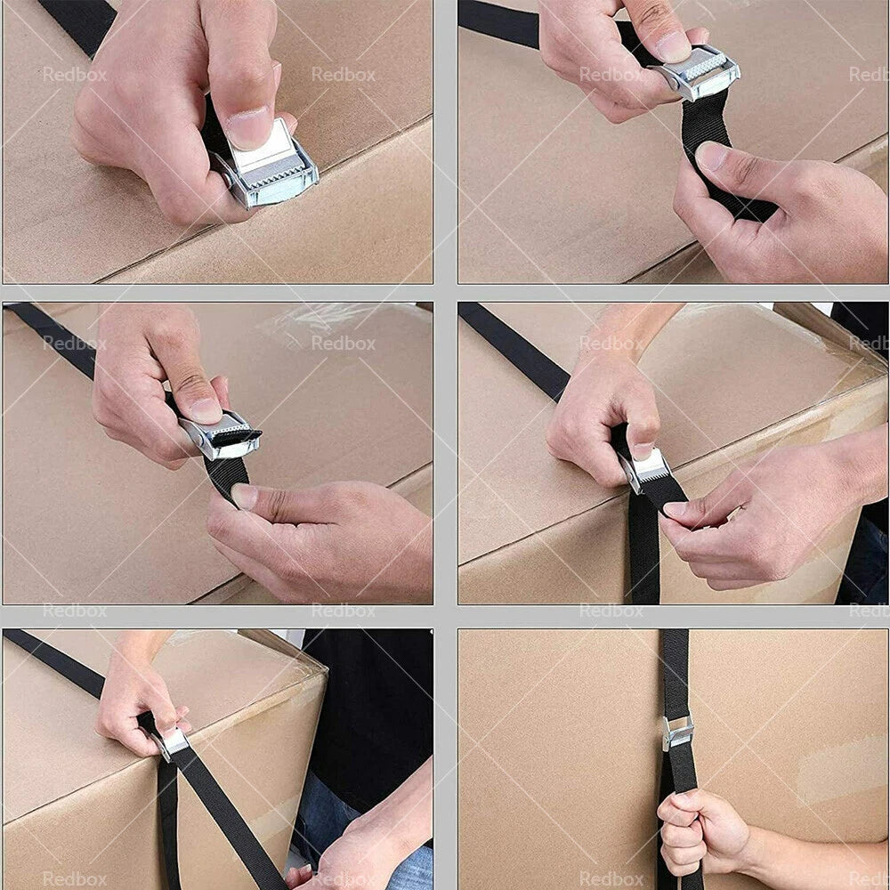 Set of 4 Metal Buckle Cam Tie Down Straps for Heavy Luggage Cargo