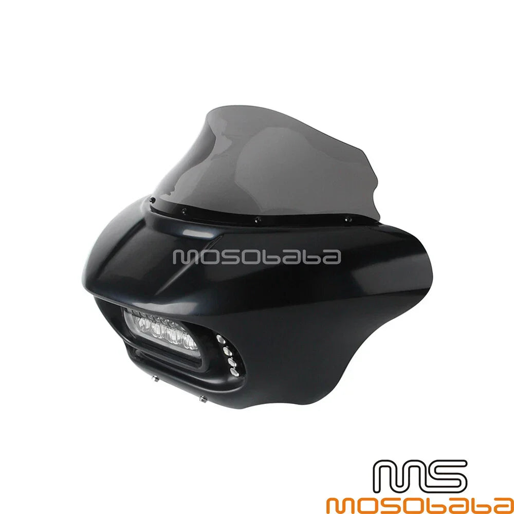 LED DRL Headlight Fairing Windshield for Harley Softail Fat Bob (2018-2023)