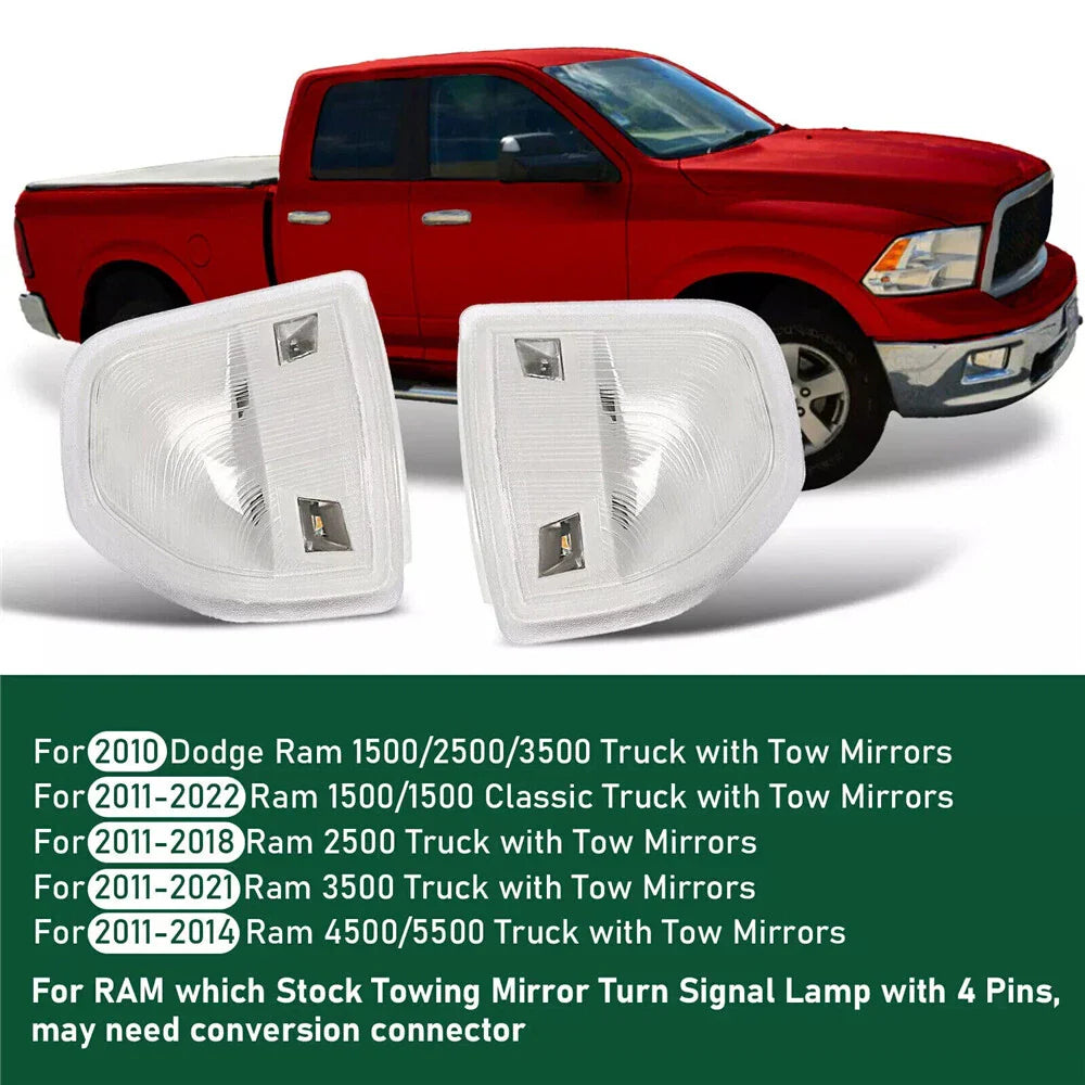 LED Side Mirror Turn Signal Light for Ram 1500 2500 3500 (2009-2023)