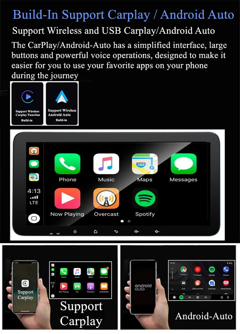 10.33" Android Stereo Radio GPS for RAM 1500 2500 3500 4500 5500 (2013-2023)
