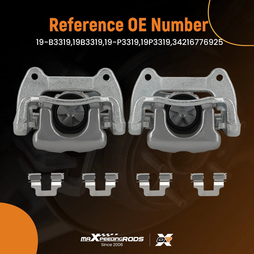 Set of 2 Rear Brake Calipers for Mini Cooper (2009-2014) w/Hardware