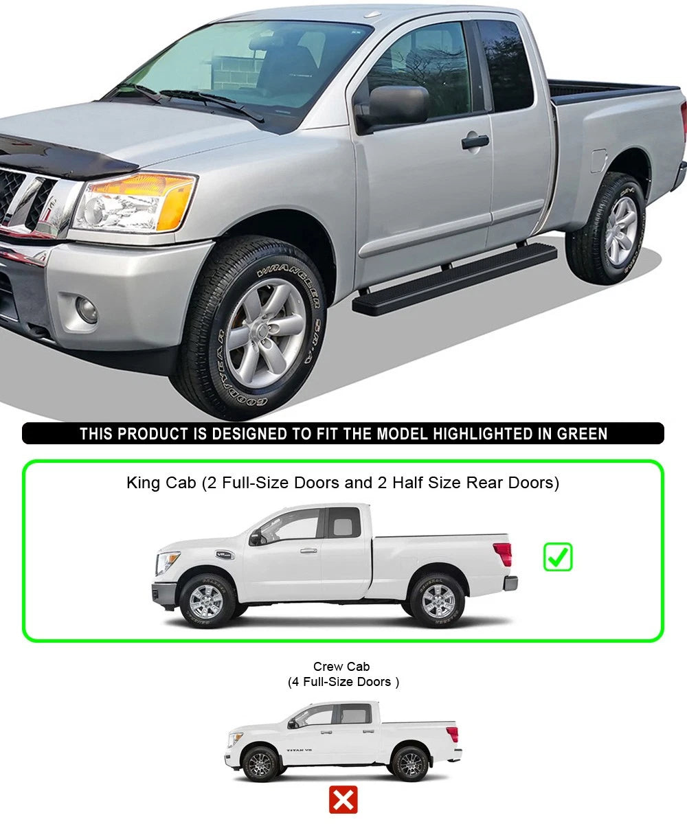 5-Inch Matte Black Running Boards for Nissan Titan King Cab (2004–2024)