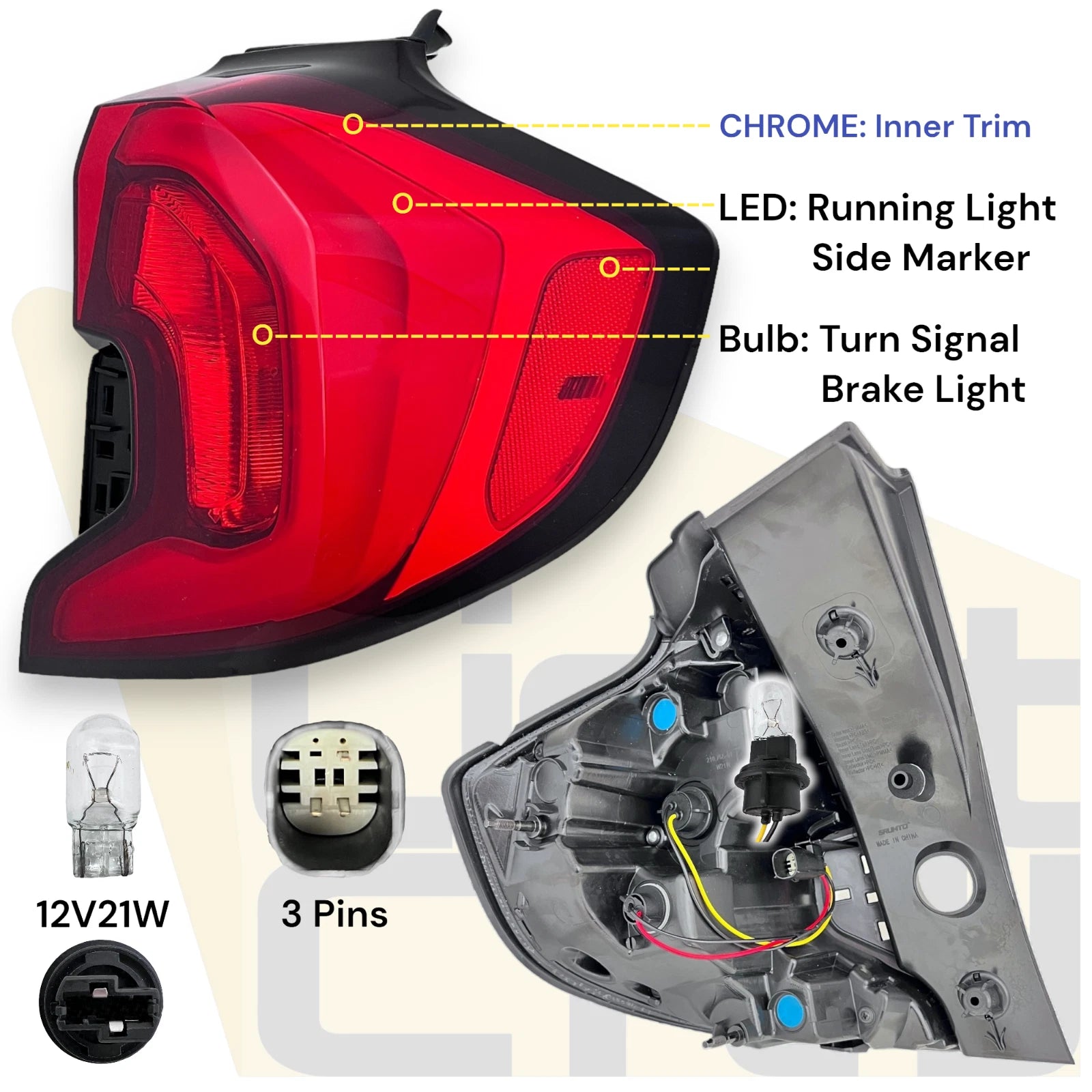 LED Outer Passenger Tail Light RH for GMC Terrain Denali (2018–2021)