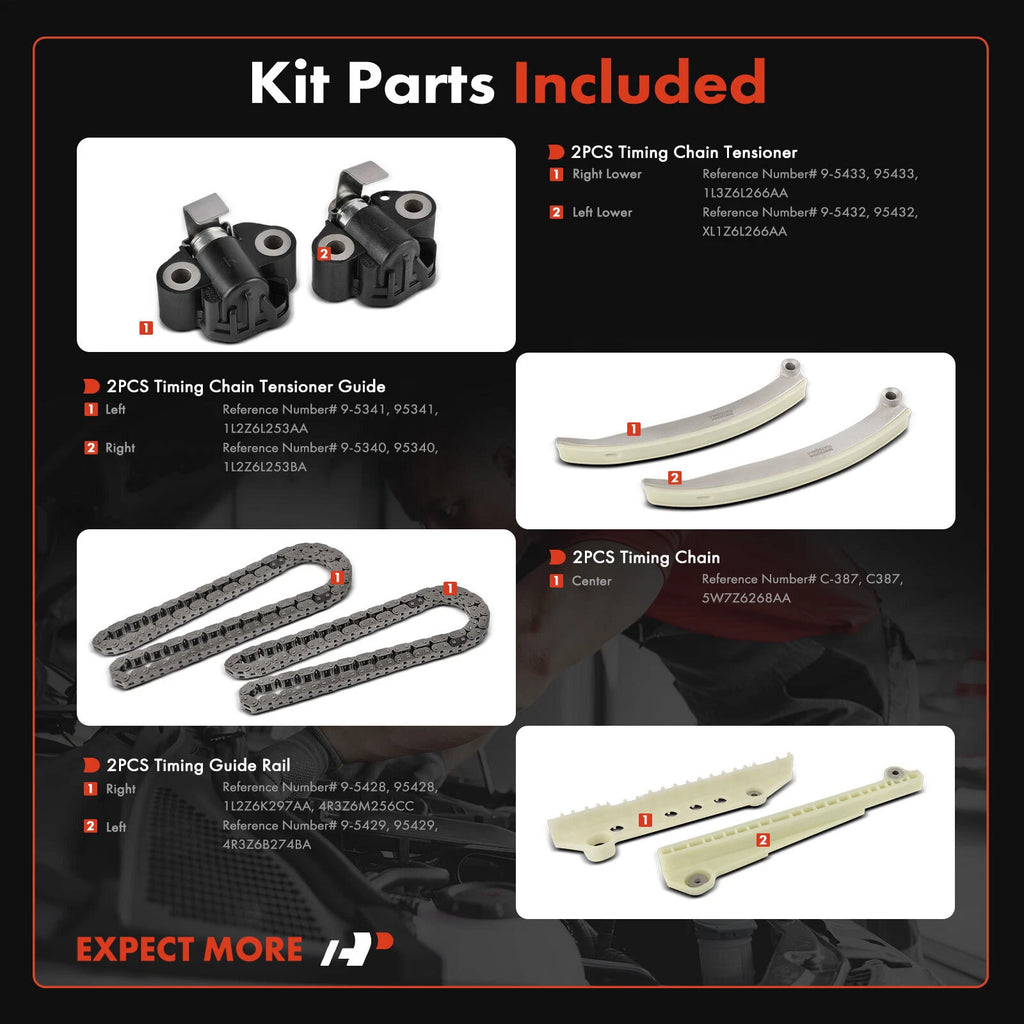 8X Timing Chain Kit for Ford F-150, Explorer, Mustang (2001-2010)