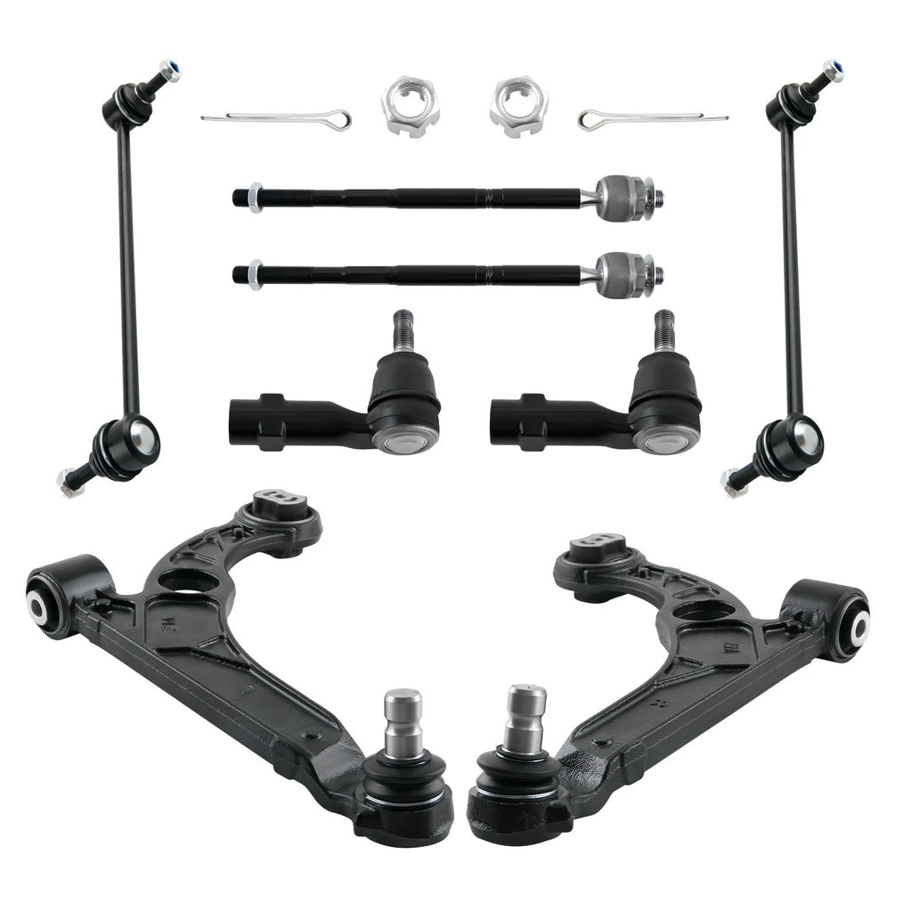 8x Front Lower Control Arms, Inner & Outer Tie Rods, Sway Bars for Dodge Dart (2013–2016)