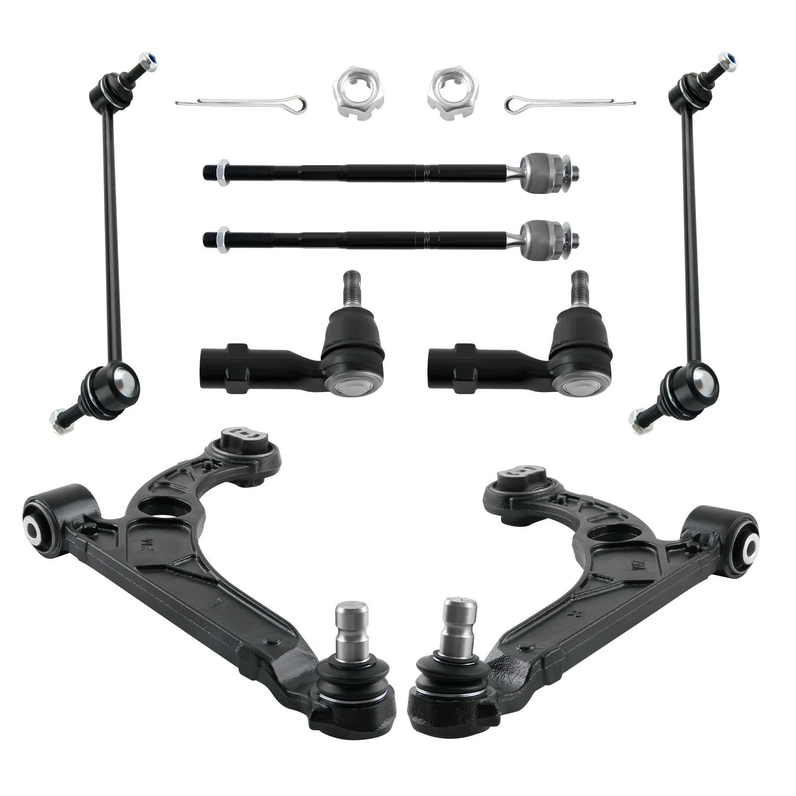 8x Front Lower Control Arms, Inner & Outer Tie Rods, Sway Bars for Dodge Dart (2013–2016)