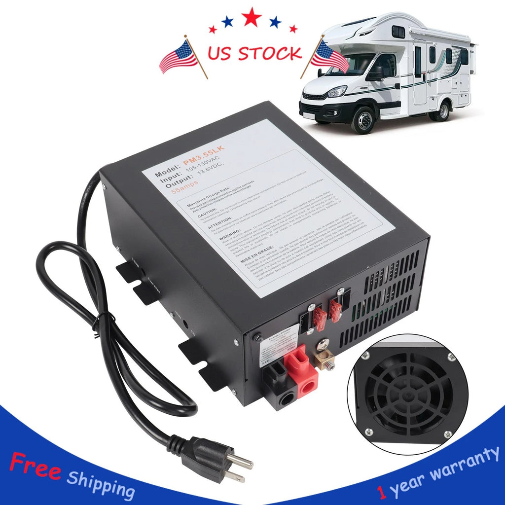 55 Amp Power Supply Converter for RV (110V AC to 12V DC)