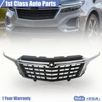 Black Front Bumper Upper Grille Chrome Trim for Chevy Equinox (2022–2023)