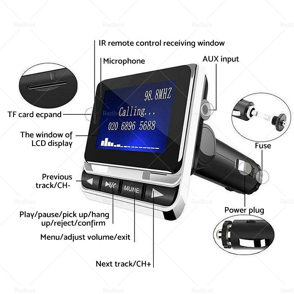 Bluetooth FM Transmitter MP3 Player USB Charger for Universal Vehicles (2010–2023)