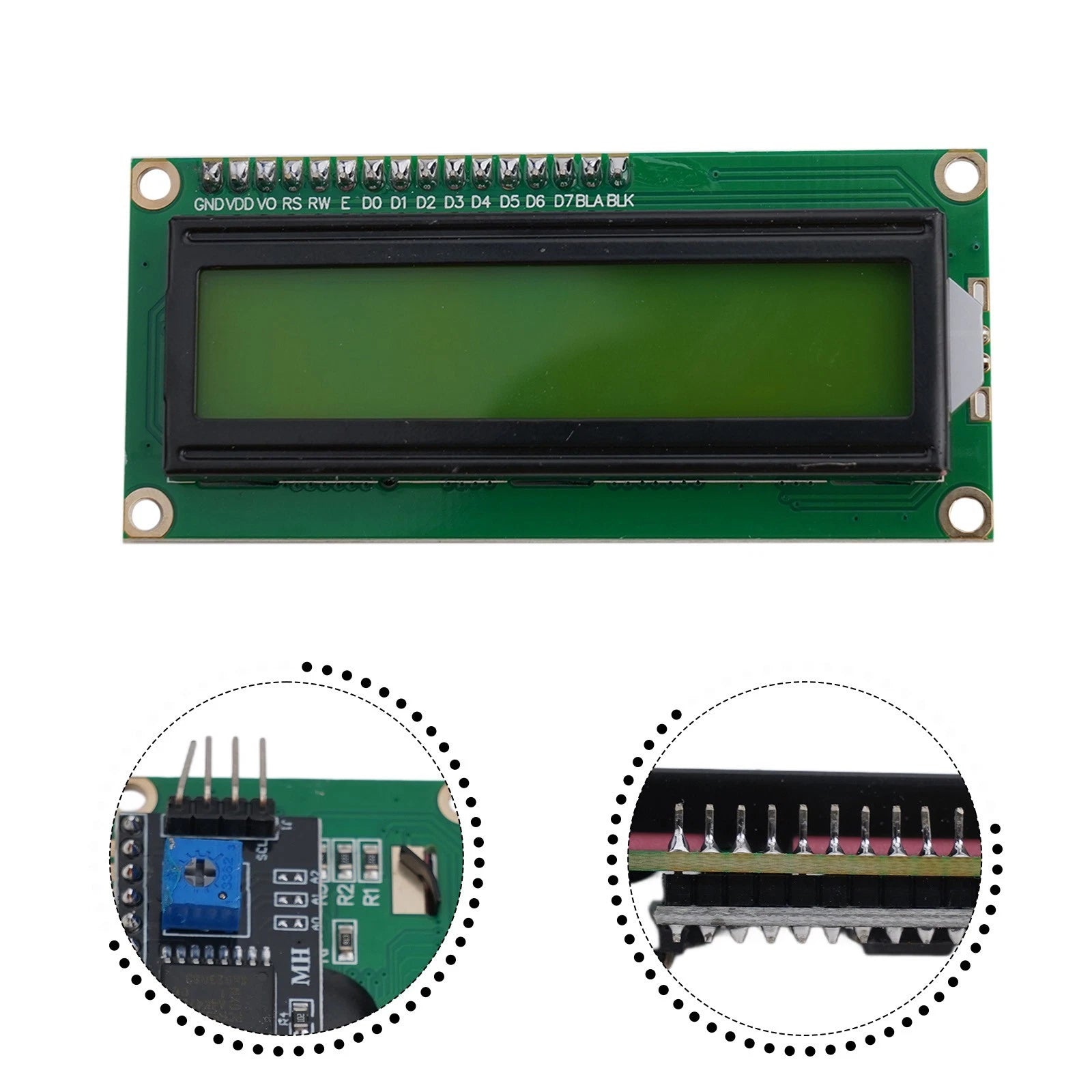 LCD Module Display with Contrast Adjustment for BlueYellow Green