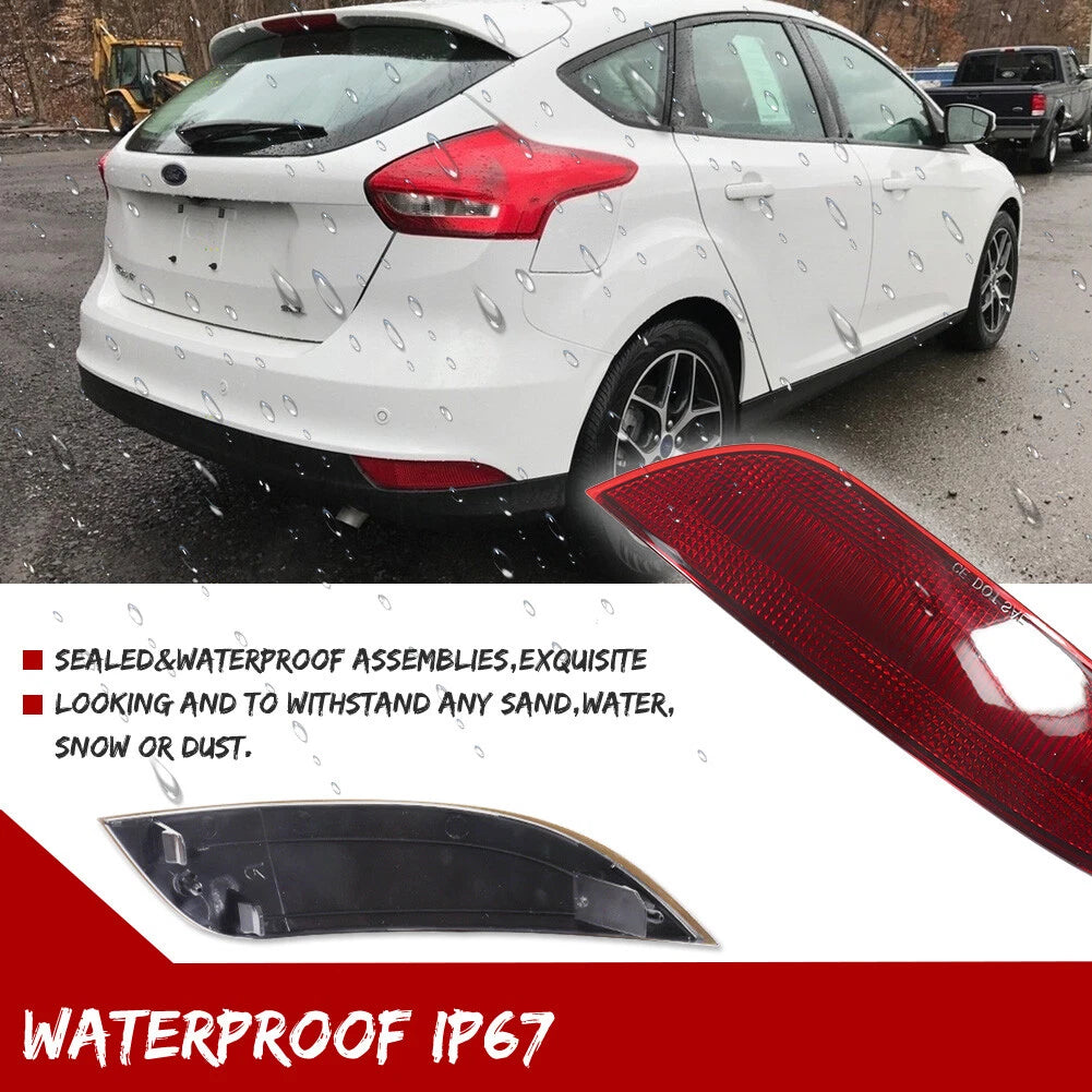 2X Red Lens Rear Bumper Reflector Lights for Ford Focus Hatchback (2015–2018)