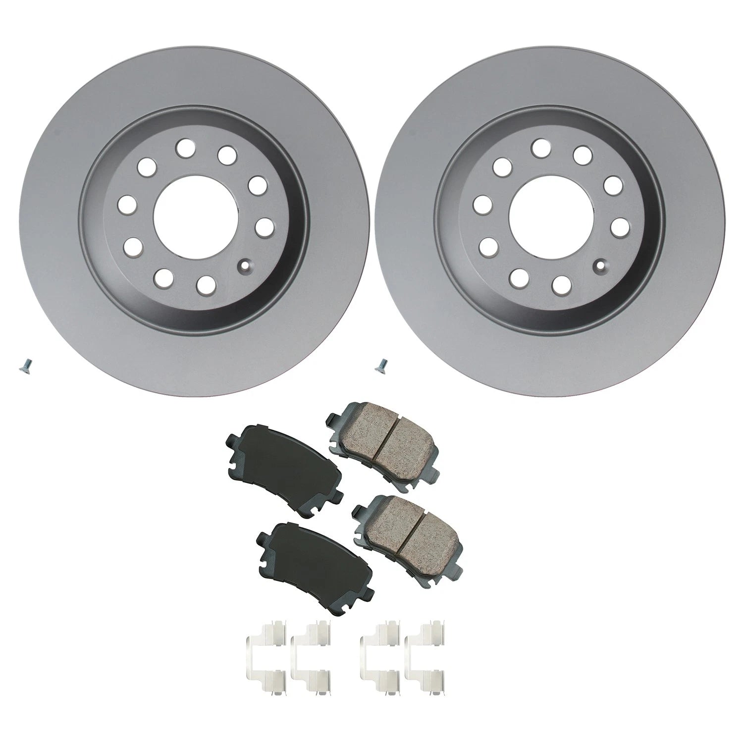 Set of 2 Hella Rear Rotors & Akebono EURO Ceramic Brake Pads for Audi A6