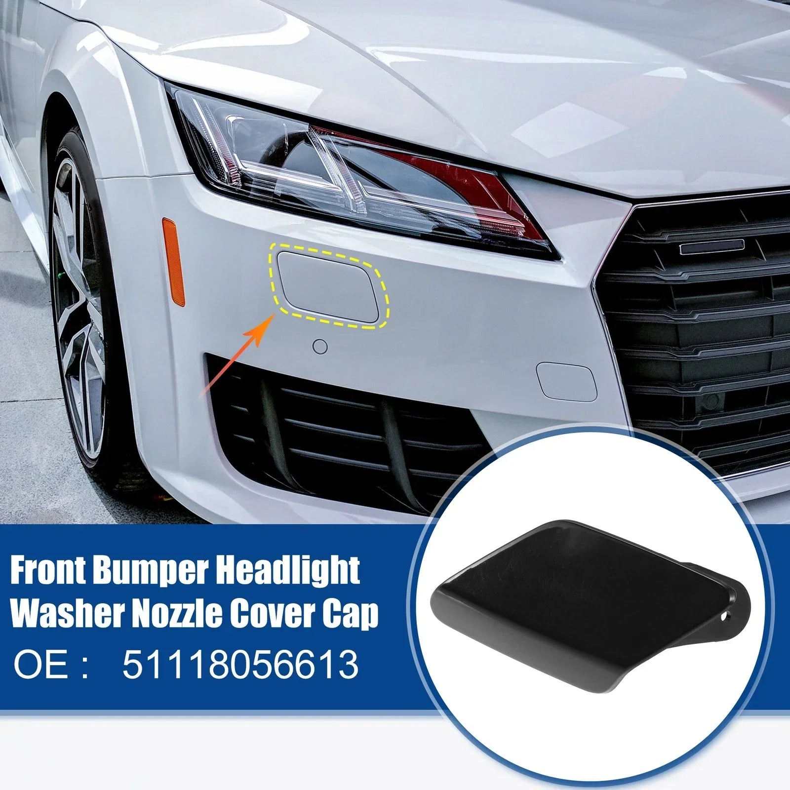 Front Left Headlight Washer Nozzle Cover Cap Black for BMW M3 (2015-2018)