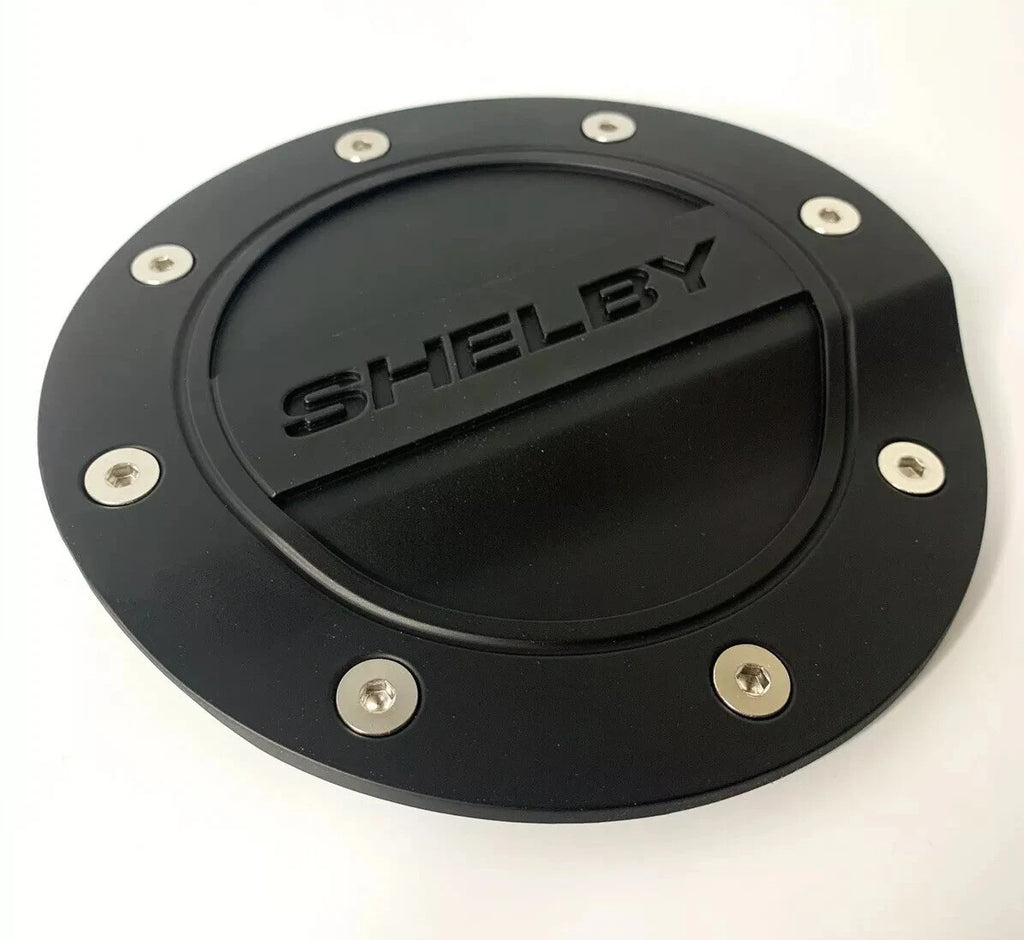 Matte Black Fuel Door Emblem Embossed for 2015–2020 Shelby Mustang