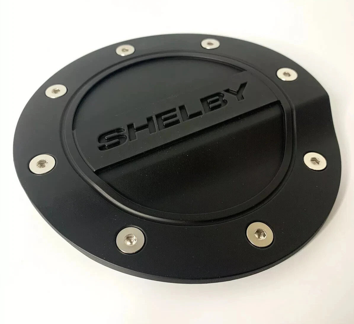 Matte Black Fuel Door Emblem Embossed for 2015–2020 Shelby Mustang