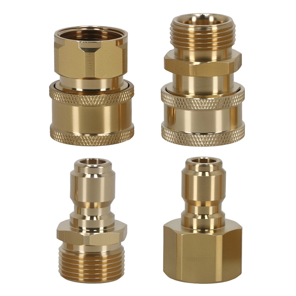 Set of 4 High Pressure Washer Adapter Quick Connect M22-15 Male Brass
